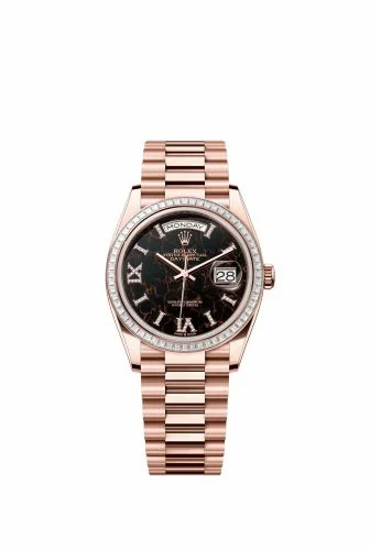 Rolex Day-Date 36 Everose Gold - Baguette / Eisenkiesel / President 128395TBR-0010 (m128395tbr-0010)